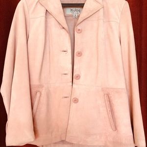 Leather suede pink jacket
